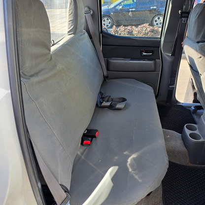 Ford Ranger 2006–2010 rear seat fitted with charcoal canvas seat covers